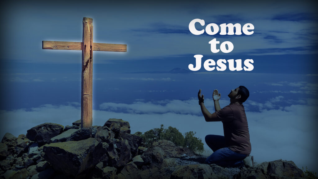 Man Praying in Front of Cross